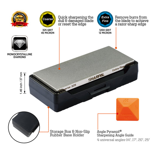 156N Dual-Grit Diamond Whetstone with Storage Base 6'' x 2.5'' / 152 x 63 mm Coarse / Extra Fine
