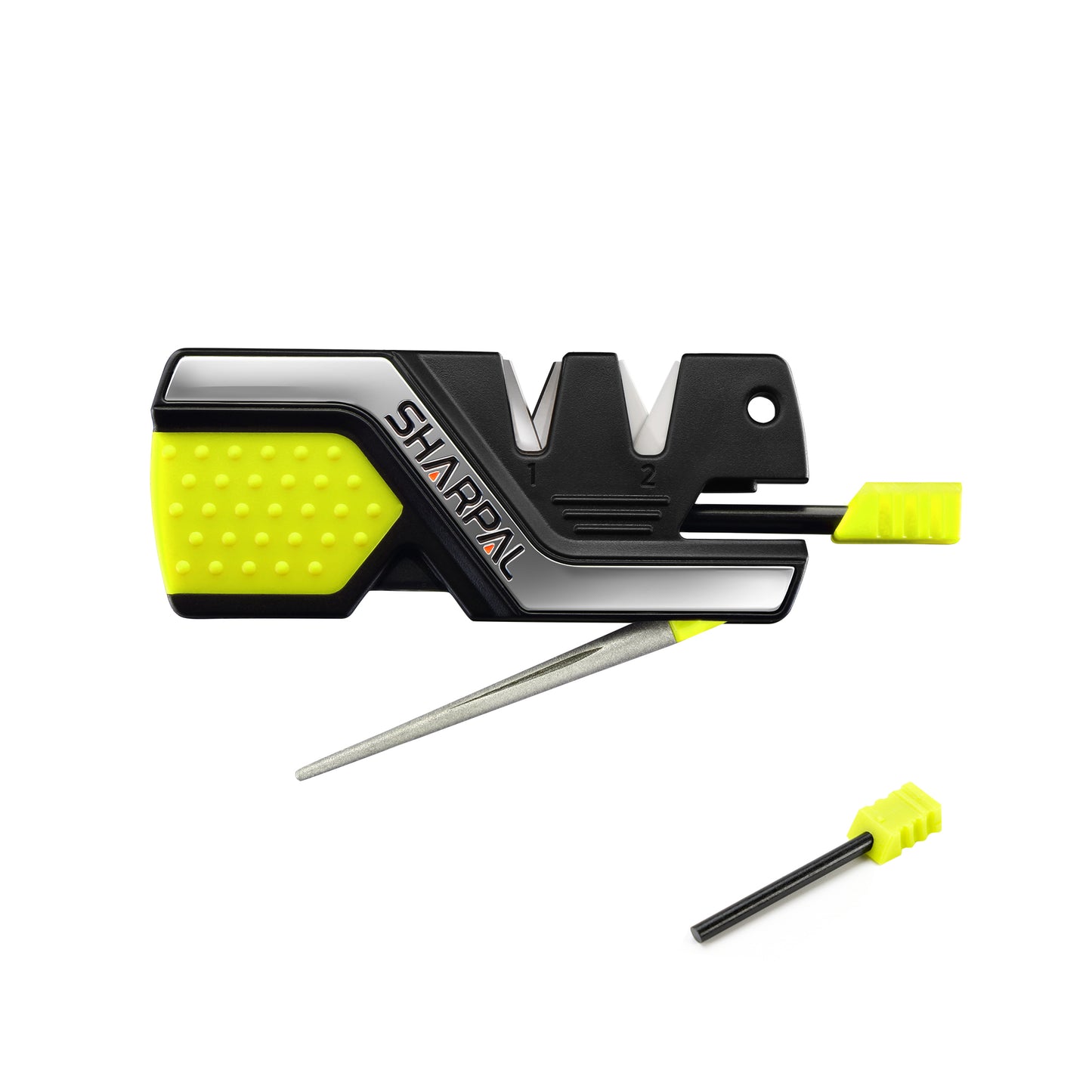 101N-G 6-In-1 Knife Sharpener & Survival Tool - Green, with Two Ferro Rods