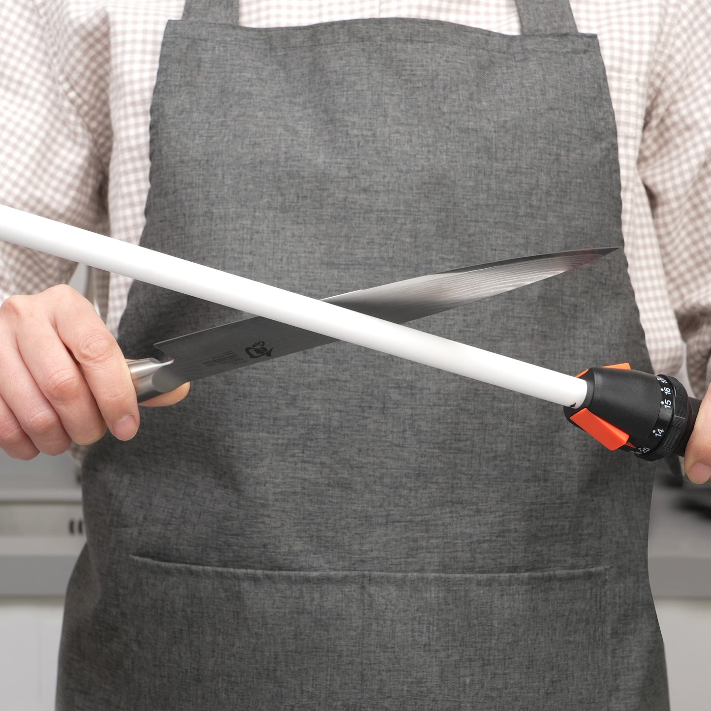 111H 12'' RODALL Ceramic Sharpening Rod, Angle Adjustable