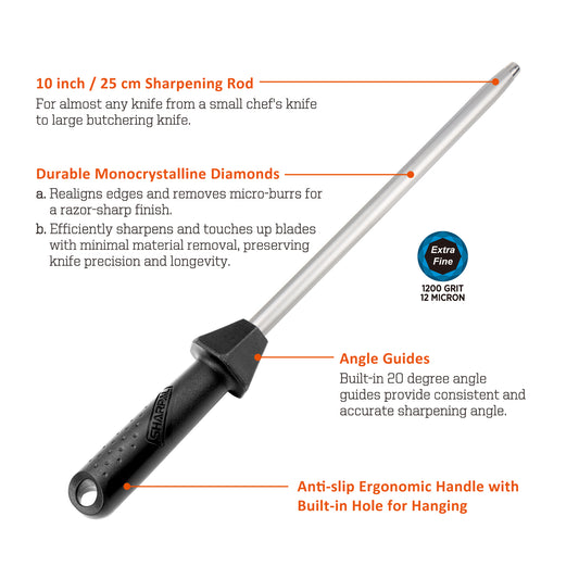 119H 10 in. Diamond Sharpening Rod