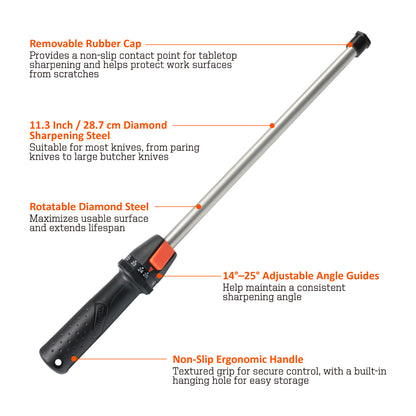 122H 12'' RODALL Diamond Sharpening Rod, Angle Adjustable