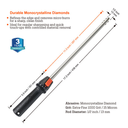 122H 12'' RODALL Diamond Sharpening Rod, Angle Adjustable