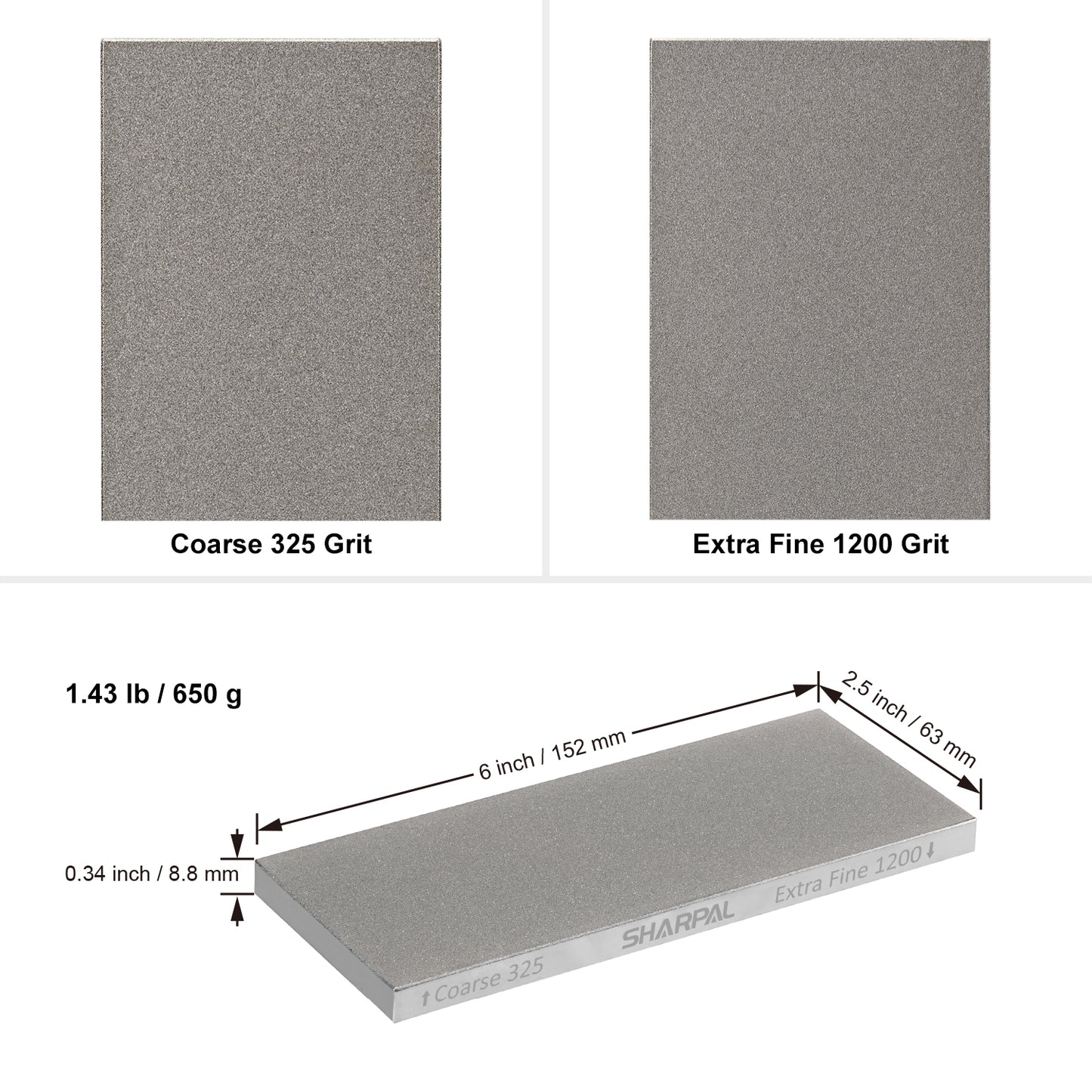 156N Dual-Grit Diamond Whetstone with Storage Base 6'' x 2.5'' / 152 x 63 mm Coarse / Extra Fine
