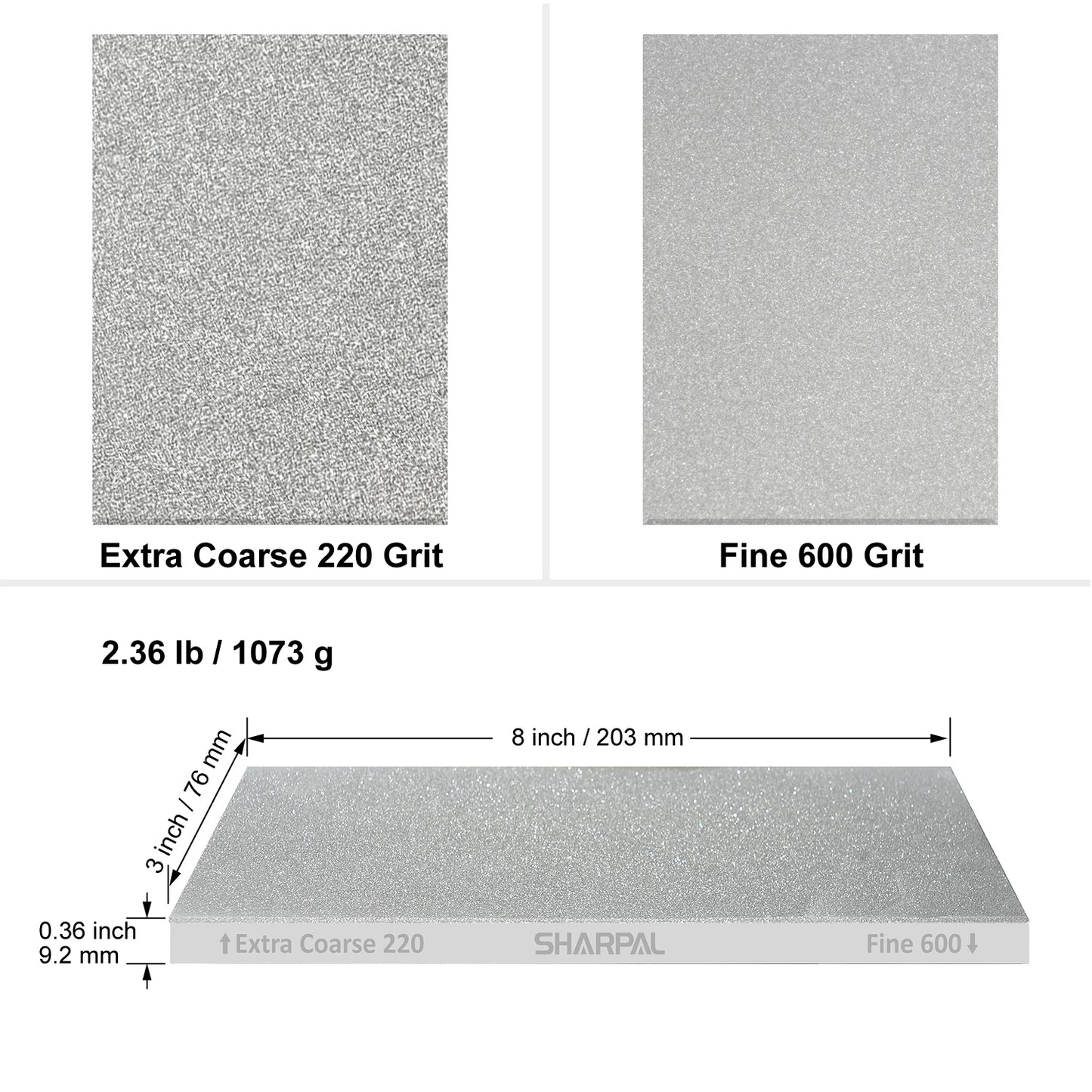 163N Dual-Grit Diamond Whetstone with Storage Base 8'' x 3'' / 203 x 76 mm Extra Coarse / Fine
