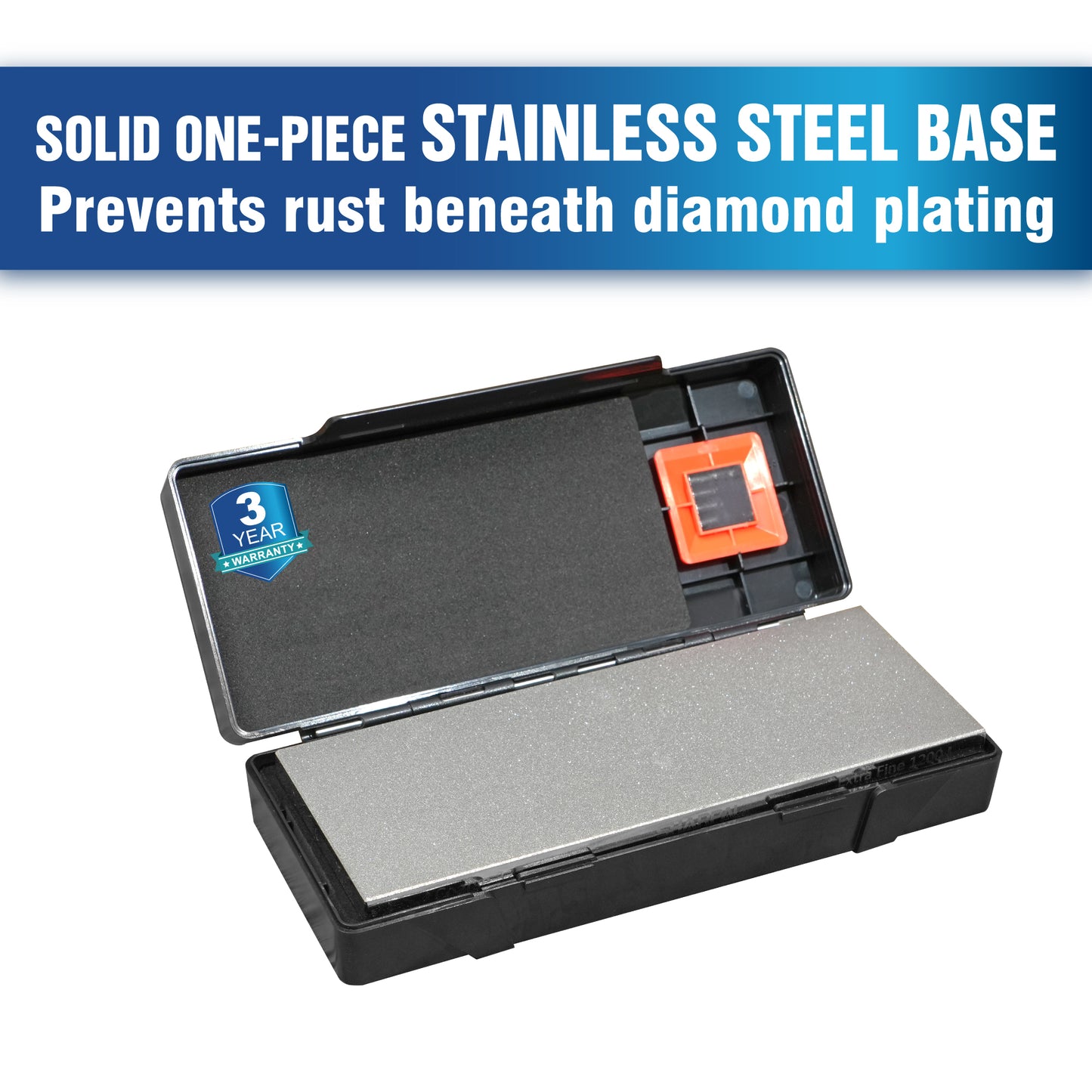 163N Dual-Grit Diamond Whetstone with Storage Base 8'' x 3'' / 203 x 76 mm Extra Coarse / Fine