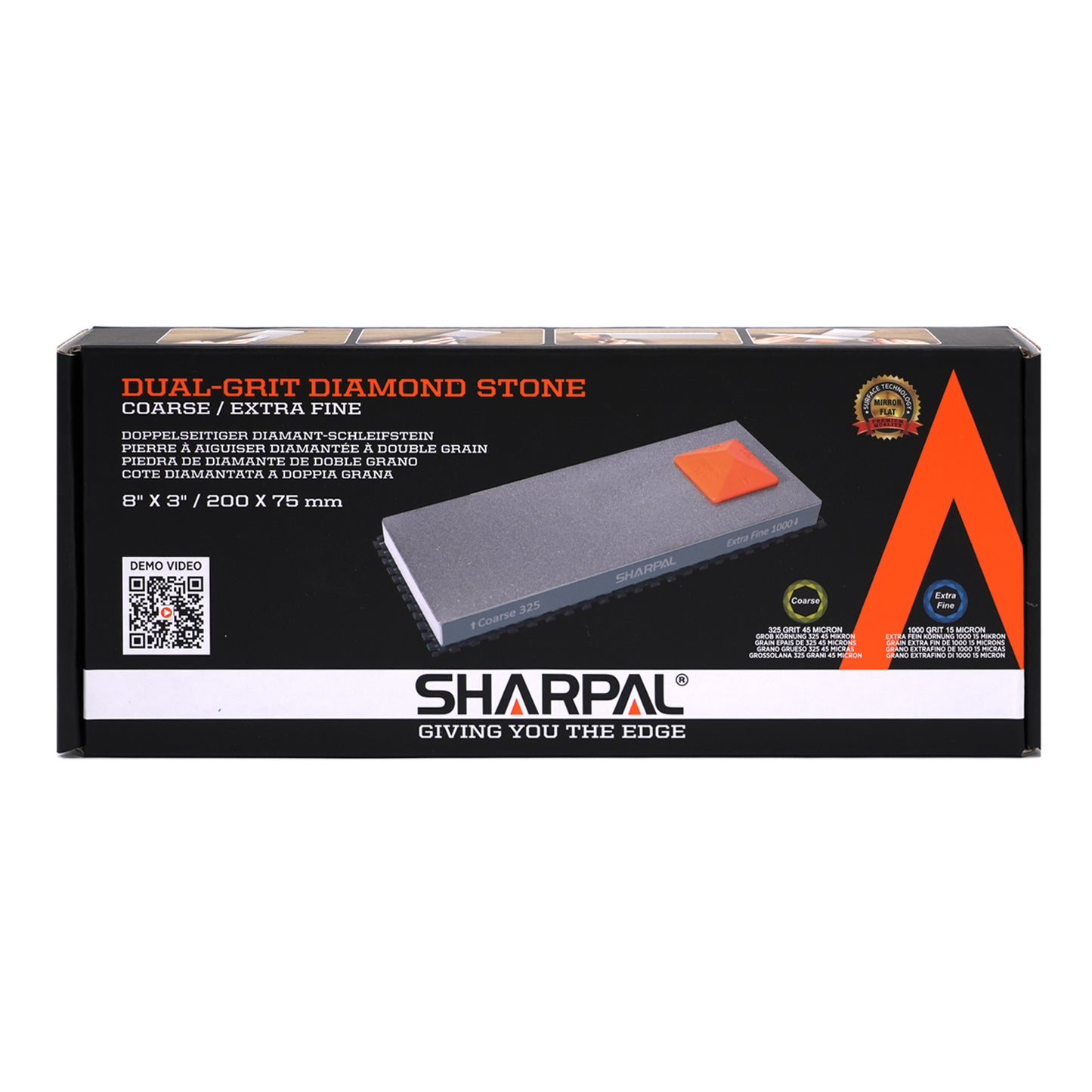 168H 8'' x 3'' Dual-Grit Diamond Sharpening Stone with Angle Guide (without storage case) Coarse 325 grit & Extra Fine 1000 grit
