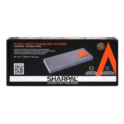 168H 8'' x 3'' Dual-Grit Diamond Sharpening Stone with Angle Guide (without storage case) Coarse 325 grit & Extra Fine 1000 grit