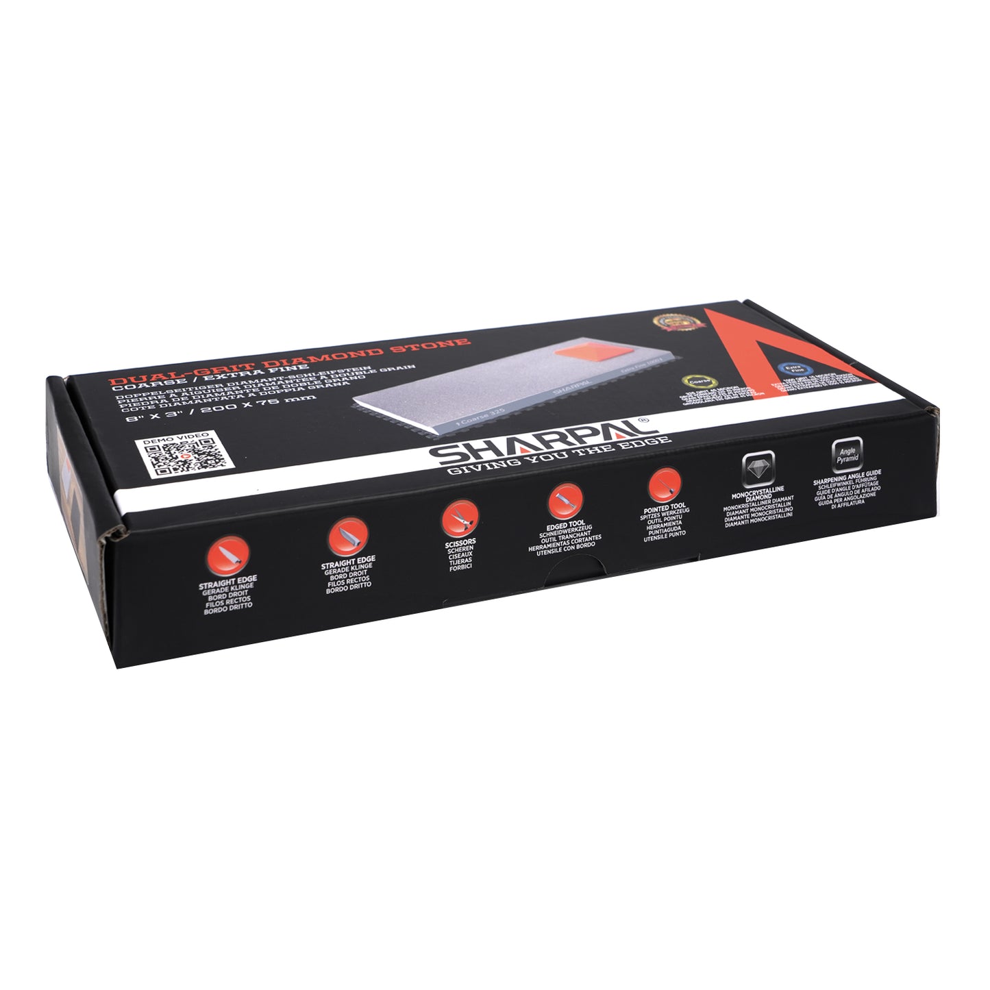 168H 8'' x 3'' Dual-Grit Diamond Sharpening Stone with Angle Guide (without storage case) Coarse 325 grit & Extra Fine 1000 grit