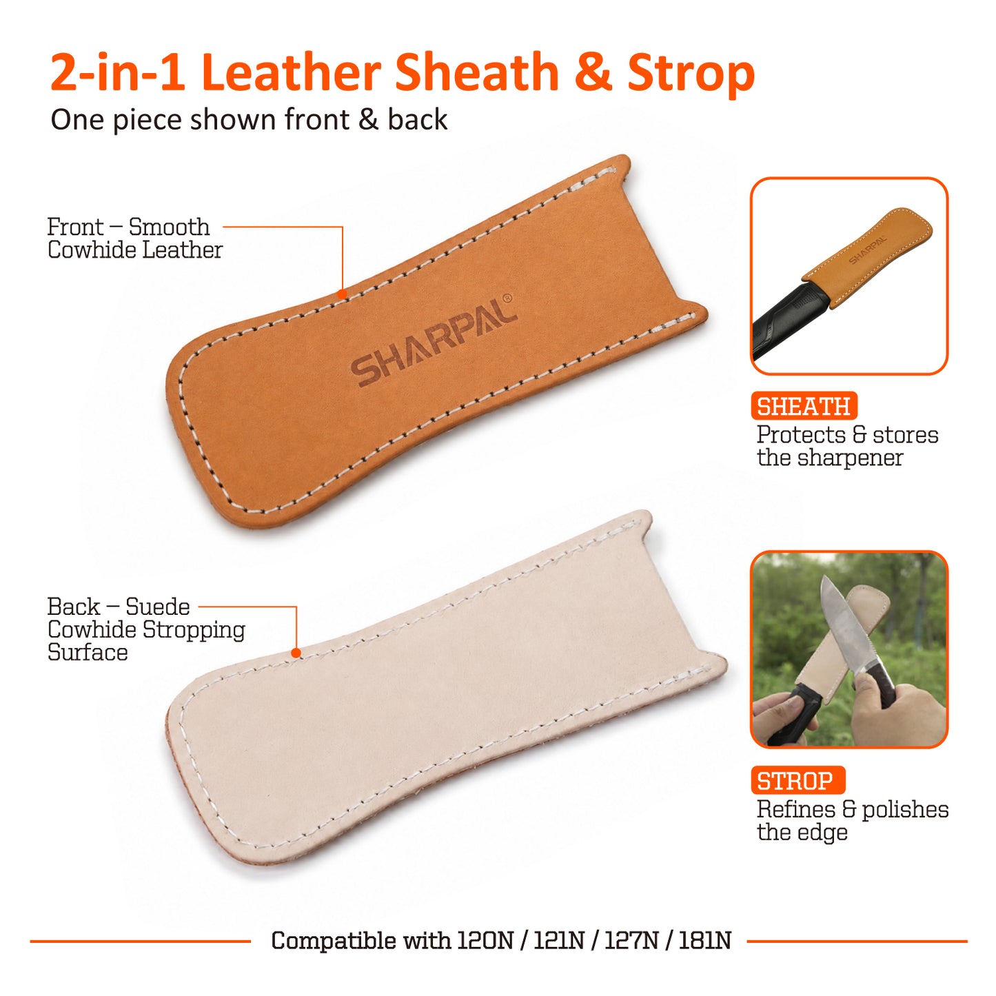 181N-R1 Leather Strop & Sheath Accessory, Compatible with 120N / 121N / 127N / 181N