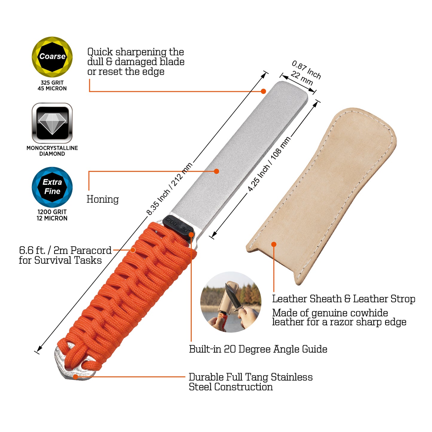 181N BUDDYGUARD Dual-Grit Diamond Sharpener with Leather Strop