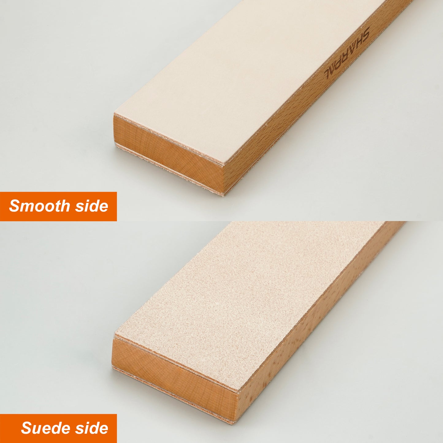 205H Double-Sided Leather Strop with Green Compound and Angle Guide  8.5" x 2.4" / 215 x 60mm