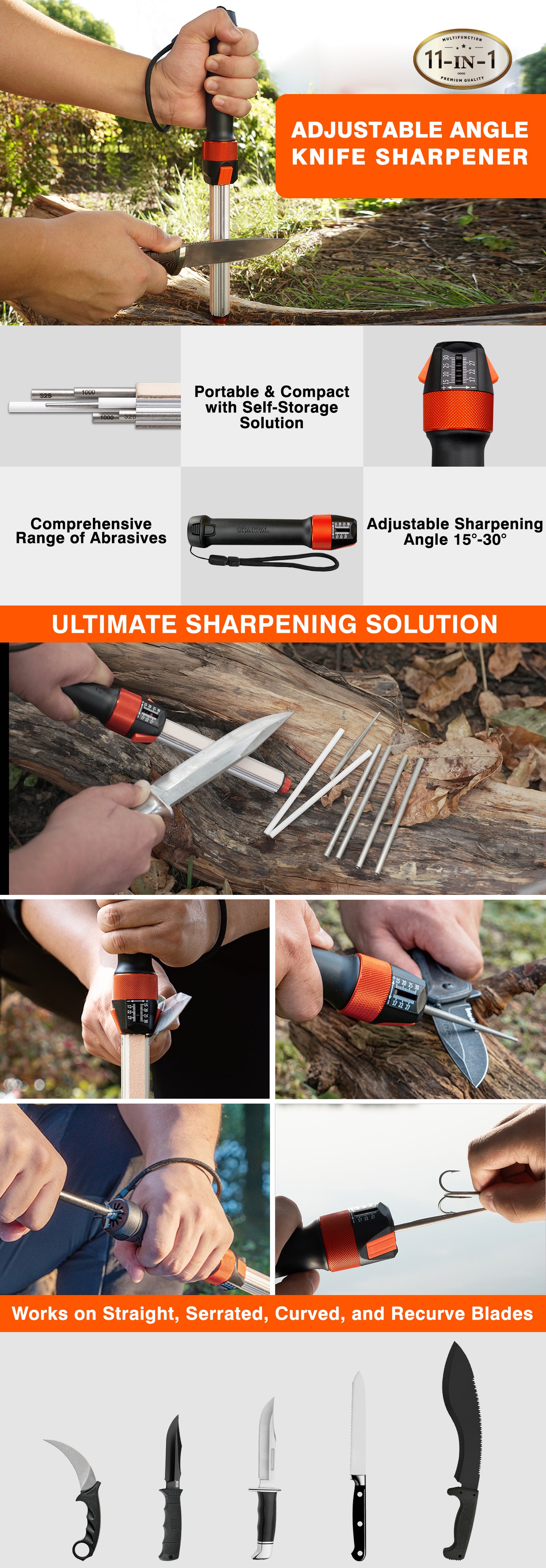 210N TRANSFOROD 11-In-1 Adjustable Angle Knife Sharpener – SHARPAL