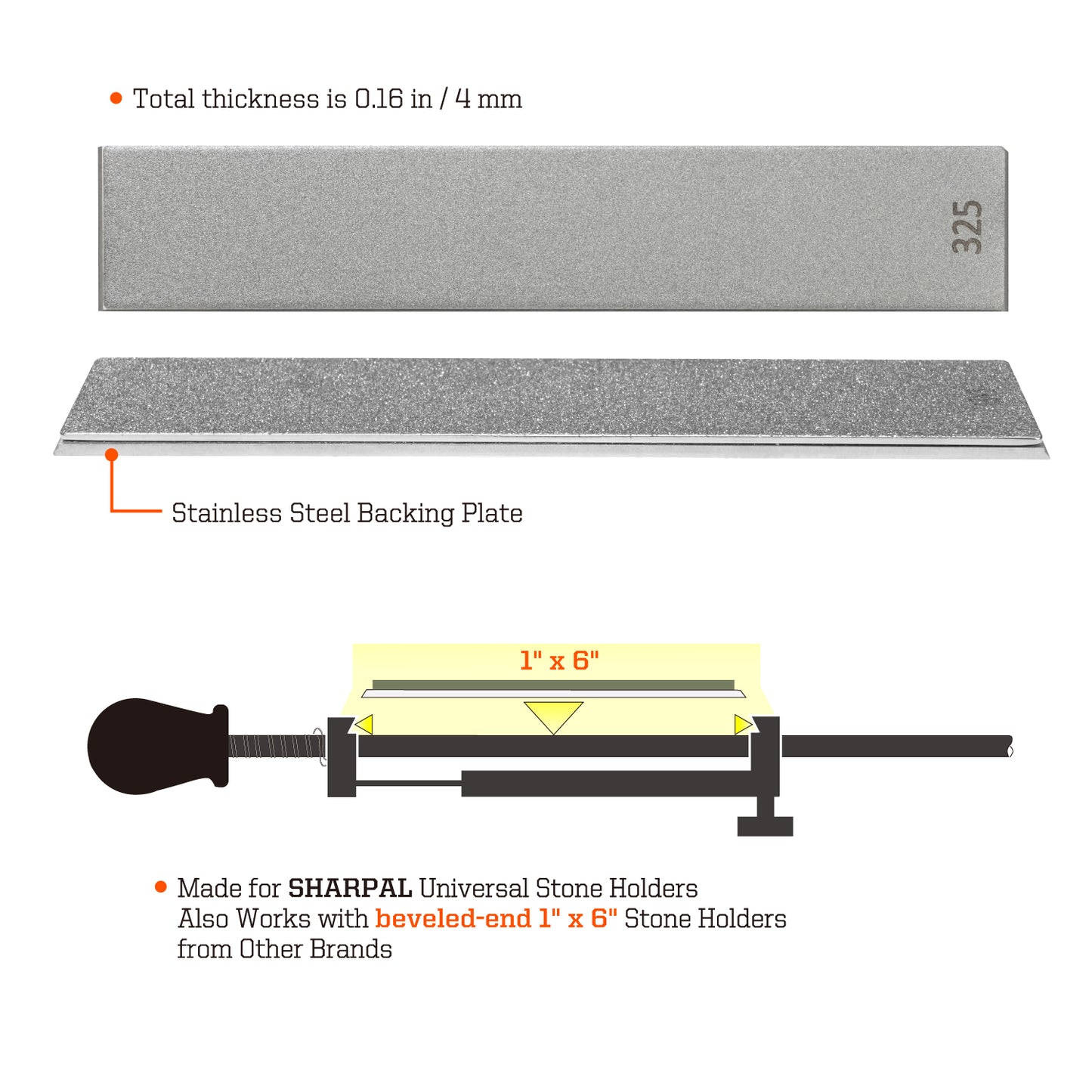 DIA-80/325 2-Piece Diamond Plates, Extra Extra Coarse 80 & Coarse 325 Grit, 1" x 6" / 25 x 150 mm