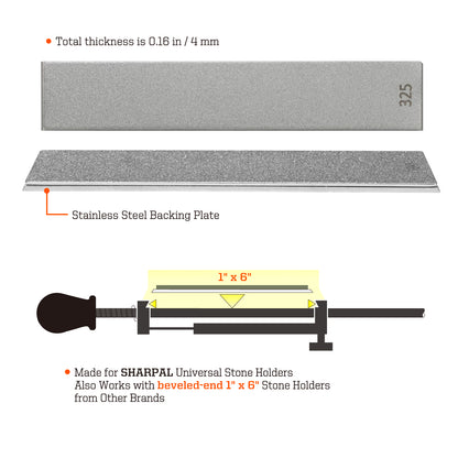 DIA-80/325 2-Piece Diamond Plates, Extra Extra Coarse 80 & Coarse 325 Grit, 1" x 6" / 25 x 150 mm