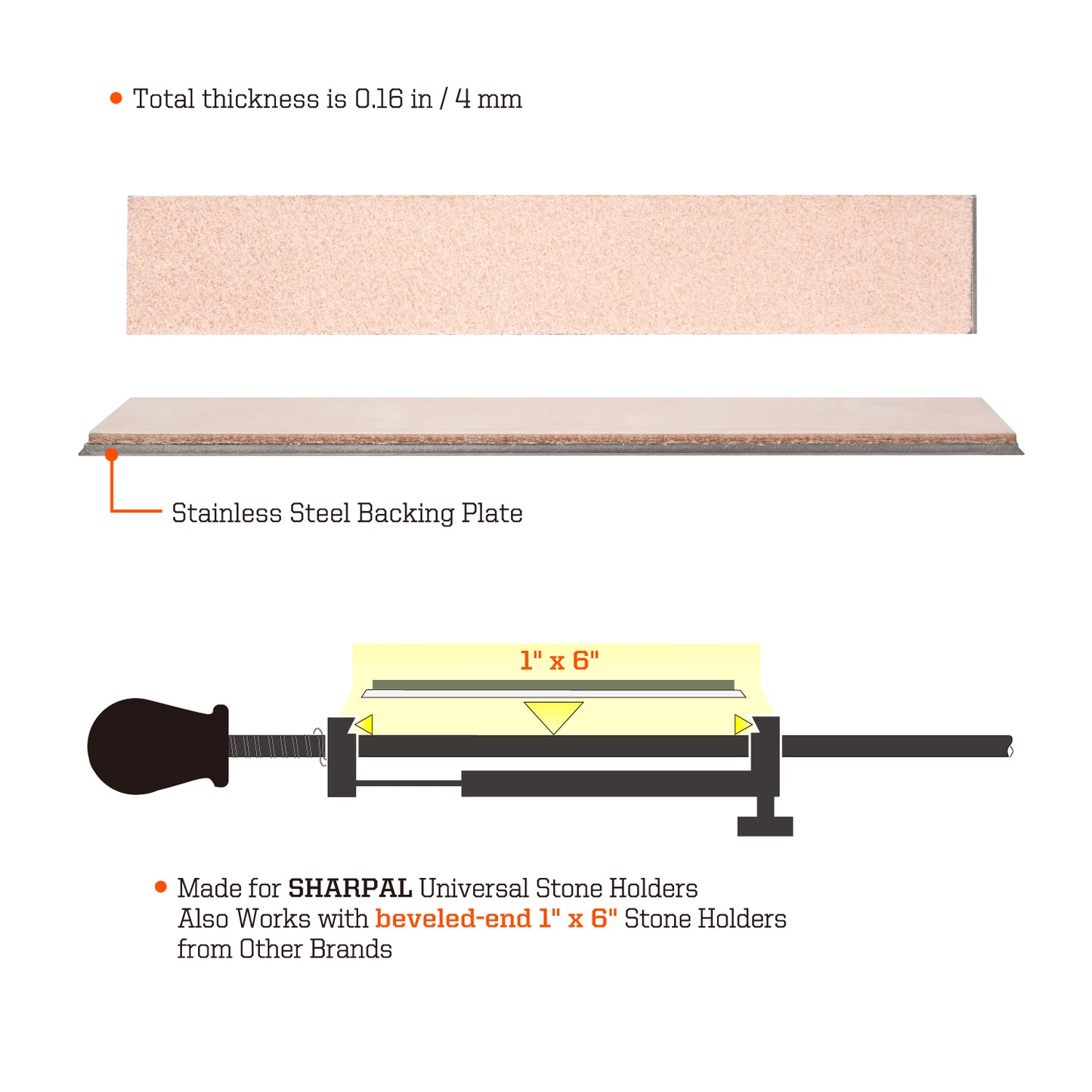 2-Piece Leather Strop, 1" x 6" / 25 x 150 mm