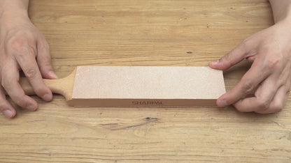 205H Double-Sided Leather Strop with Green Compound and Angle Guide  8.5" x 2.4" / 215 x 60mm